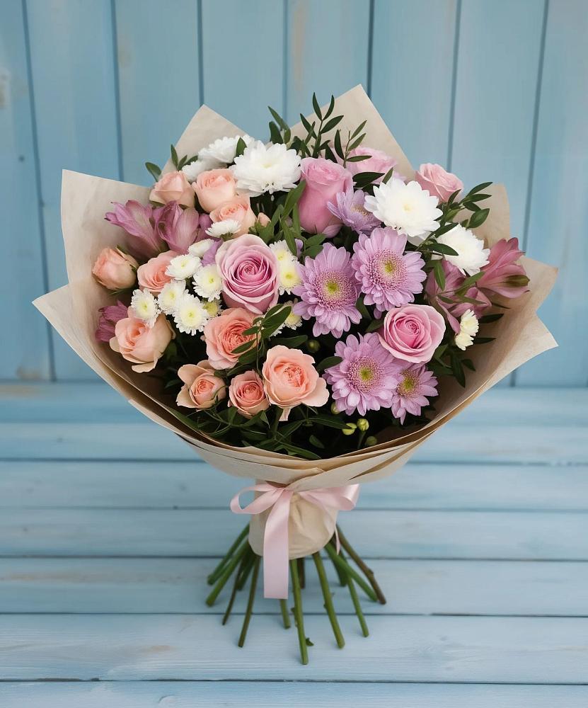 Букет цветов из: Хризантемы, Розы и Альстромерии в Одесском