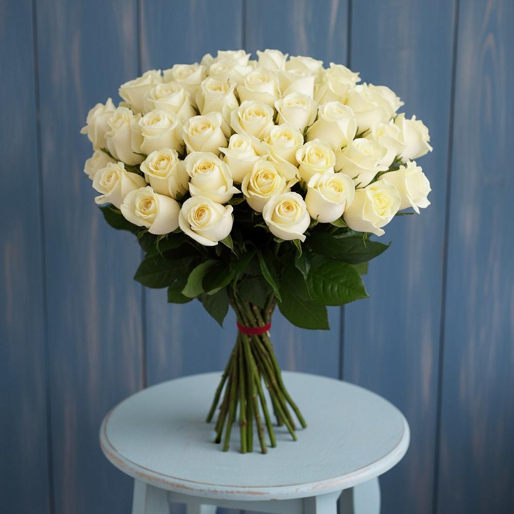 Букет 51 Белая роза Эдлесс Лав в Одесском