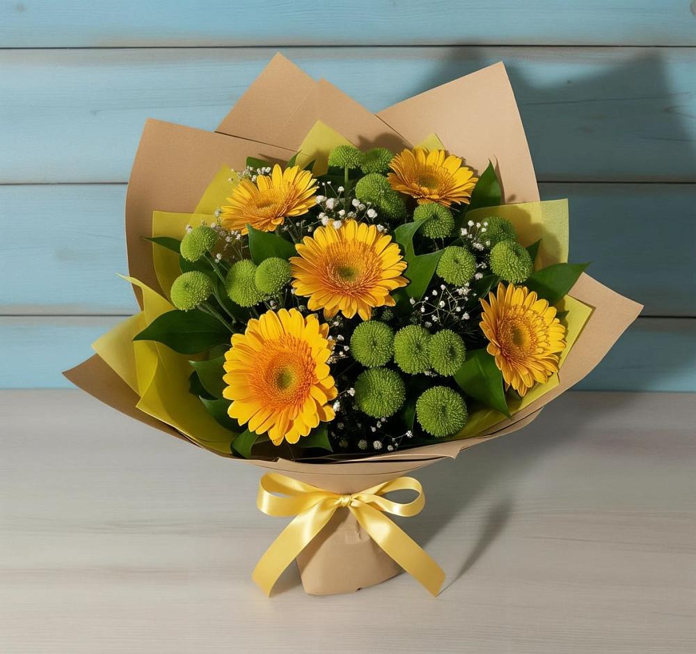 Букет цветов из: Герберы и Хризантемы в Одесском