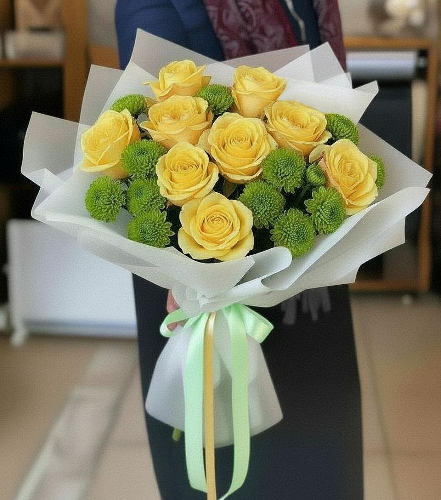 Букет цветов из: Хризантемы и Розы в Одесском