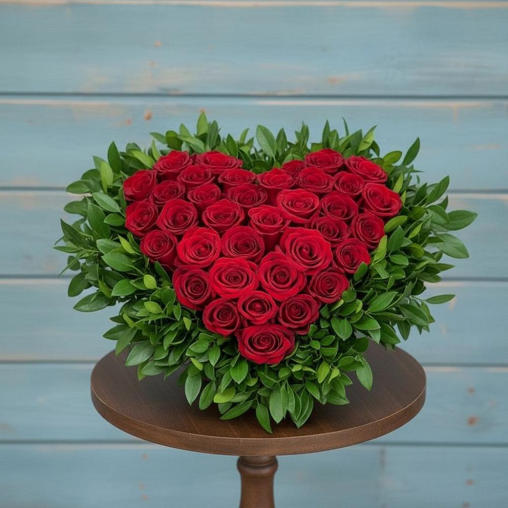 Цветочная композиция из Розы в виде сердца в Одесском