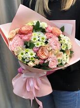 Букет нежные объятья в Одесском Букет цветов из: Гвоздики, Розы и Хризантемы в Одесском