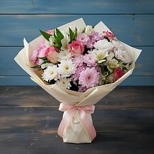 Букет цветов из:  Хризантемы, Альстромерии и Розы в Одесском