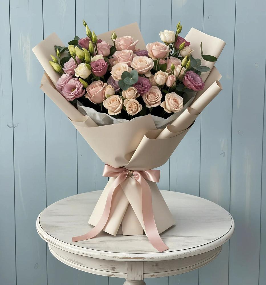 Букет цветов из: Розы и Лизиантусы в Одесском