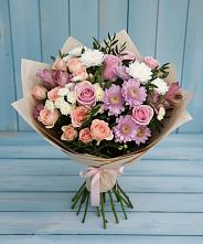 Букет цветов из:  Хризантемы, Розы и Альстромерии #REPLACE_PRED# Одесском