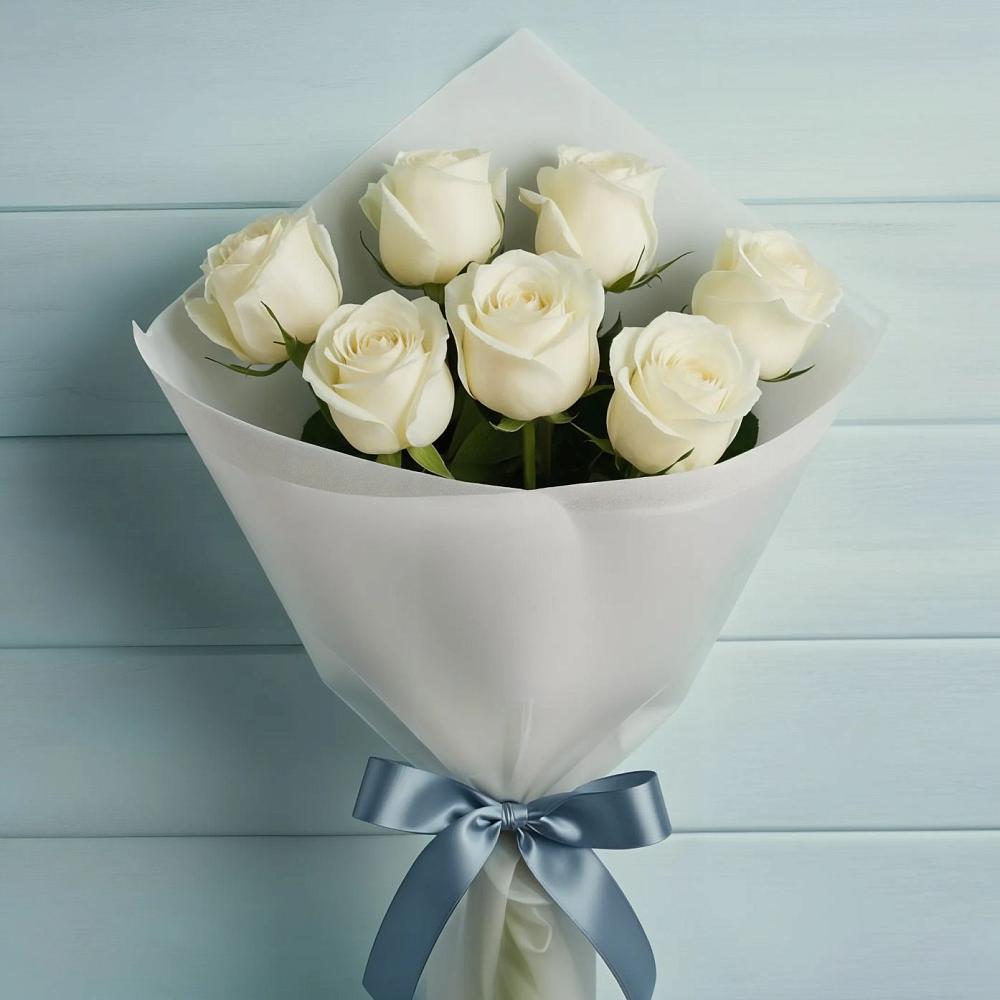 Букет 7 Белых роз Эдлесс Лав в Одесском